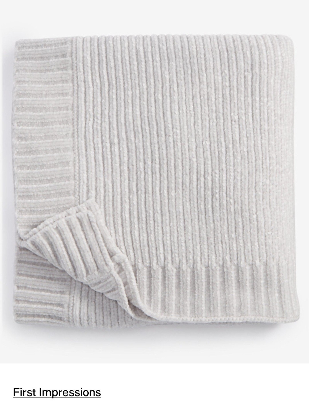 First Impressions Light Grey Chenille Sweater Throw